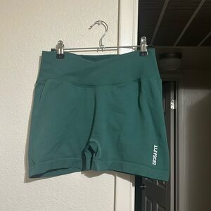 Green booty scrunch workout shorts